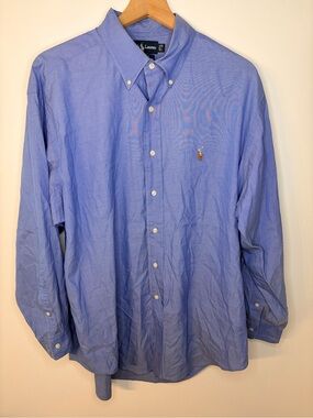 Ralph Lauren Men’s Blue Yarmouth Button Down Collar Shirt, Size 17-34